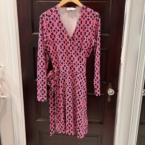 Vineyard Vines Pink and Blue Long Sleeve Wrap Dress